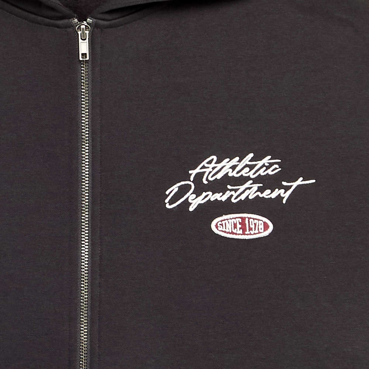 Embroidered Lettering Hooded Zip-Up Sweatshirt BLACK