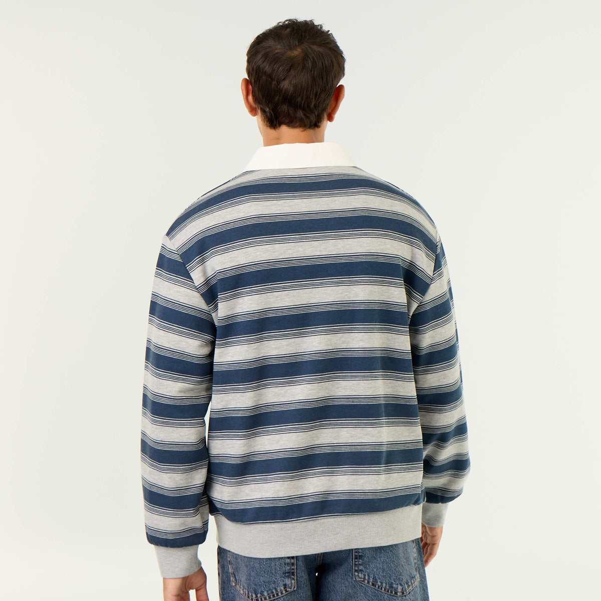 Plain Long-Sleeve Rugby Polo BLUE