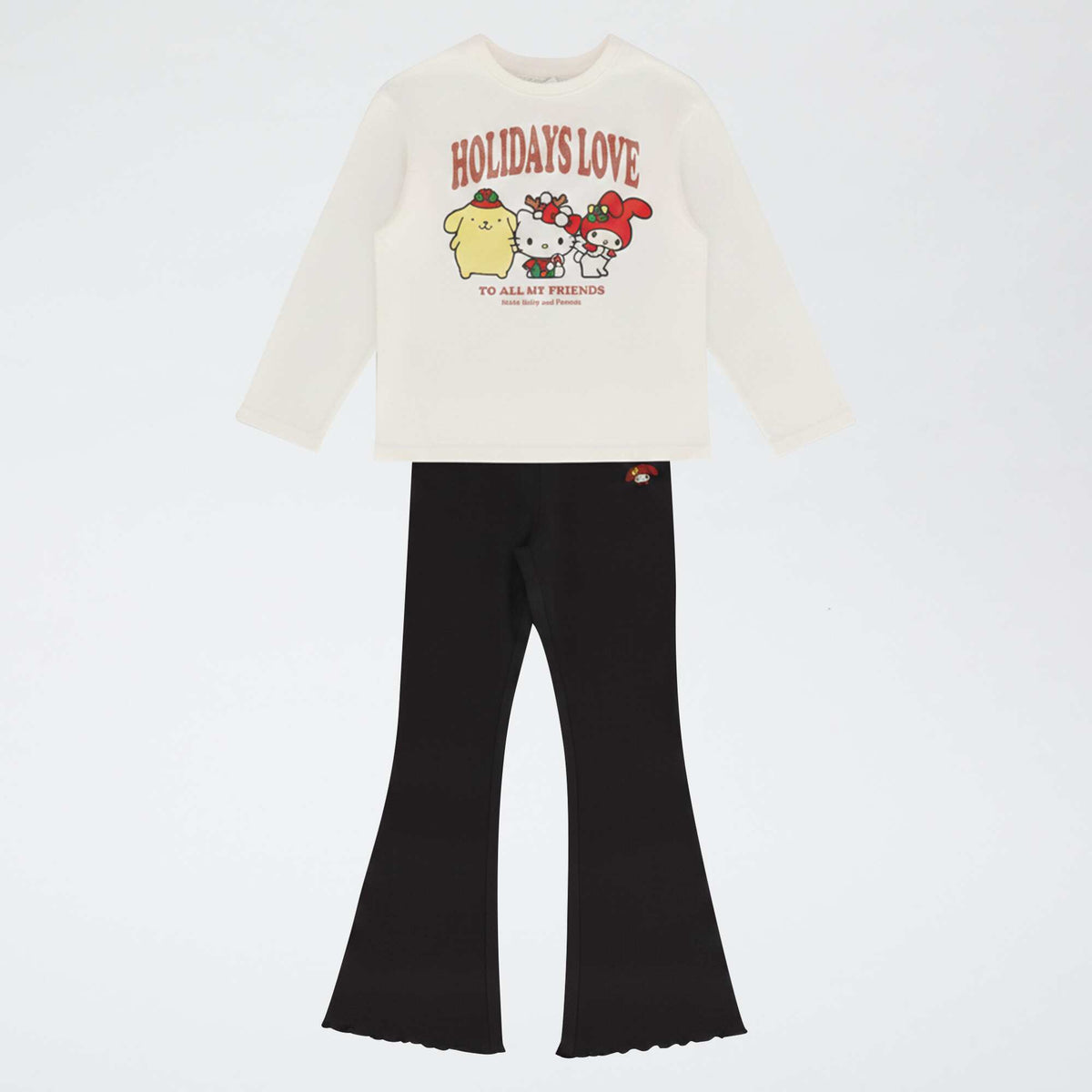 'Hello Kitty' T-shirt + Flare Leggings Set - 2 Pieces WHITE