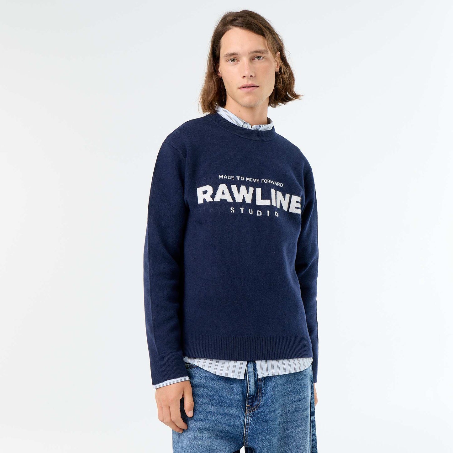 Crew neck sweater with lettering WHITE