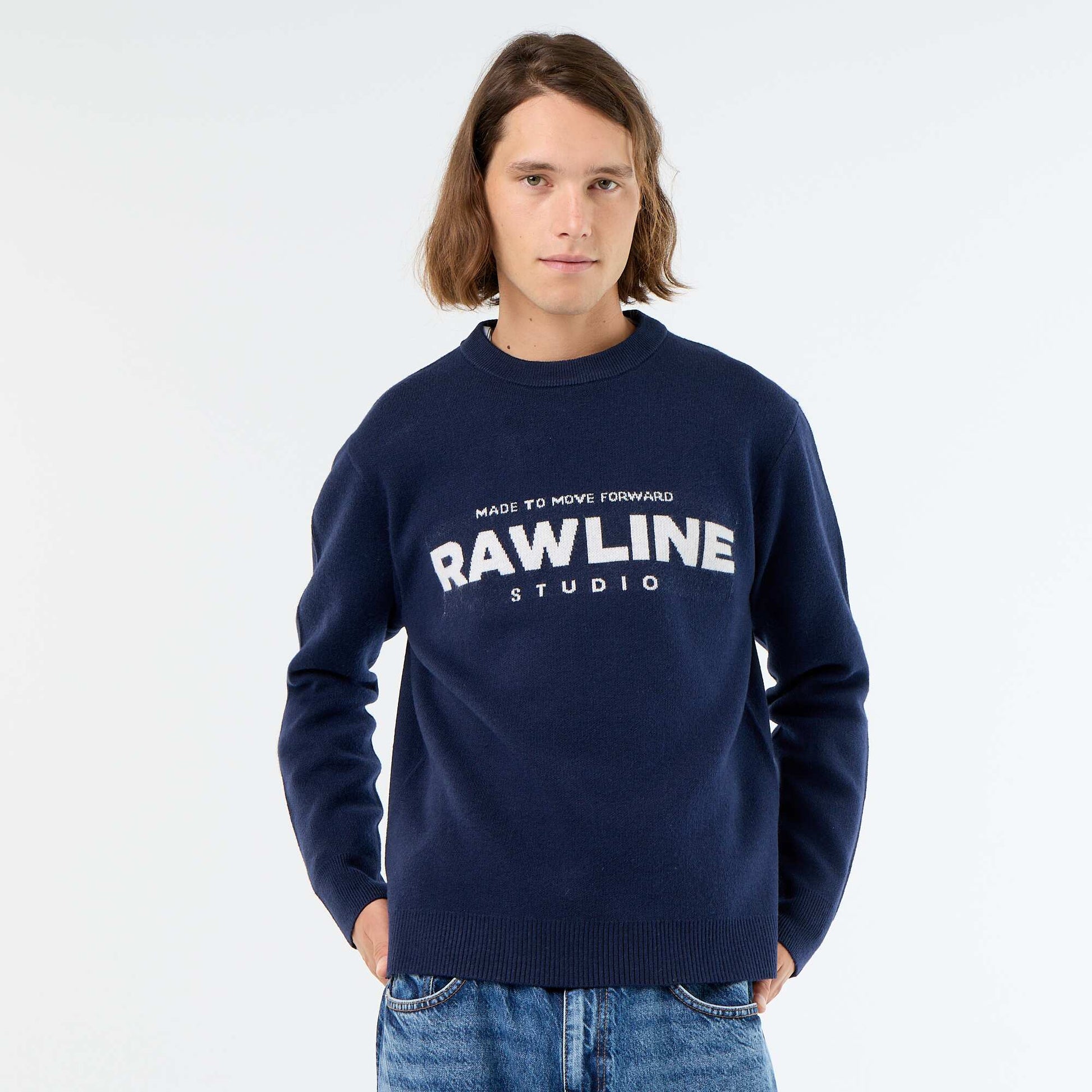 Crew neck sweater with lettering WHITE