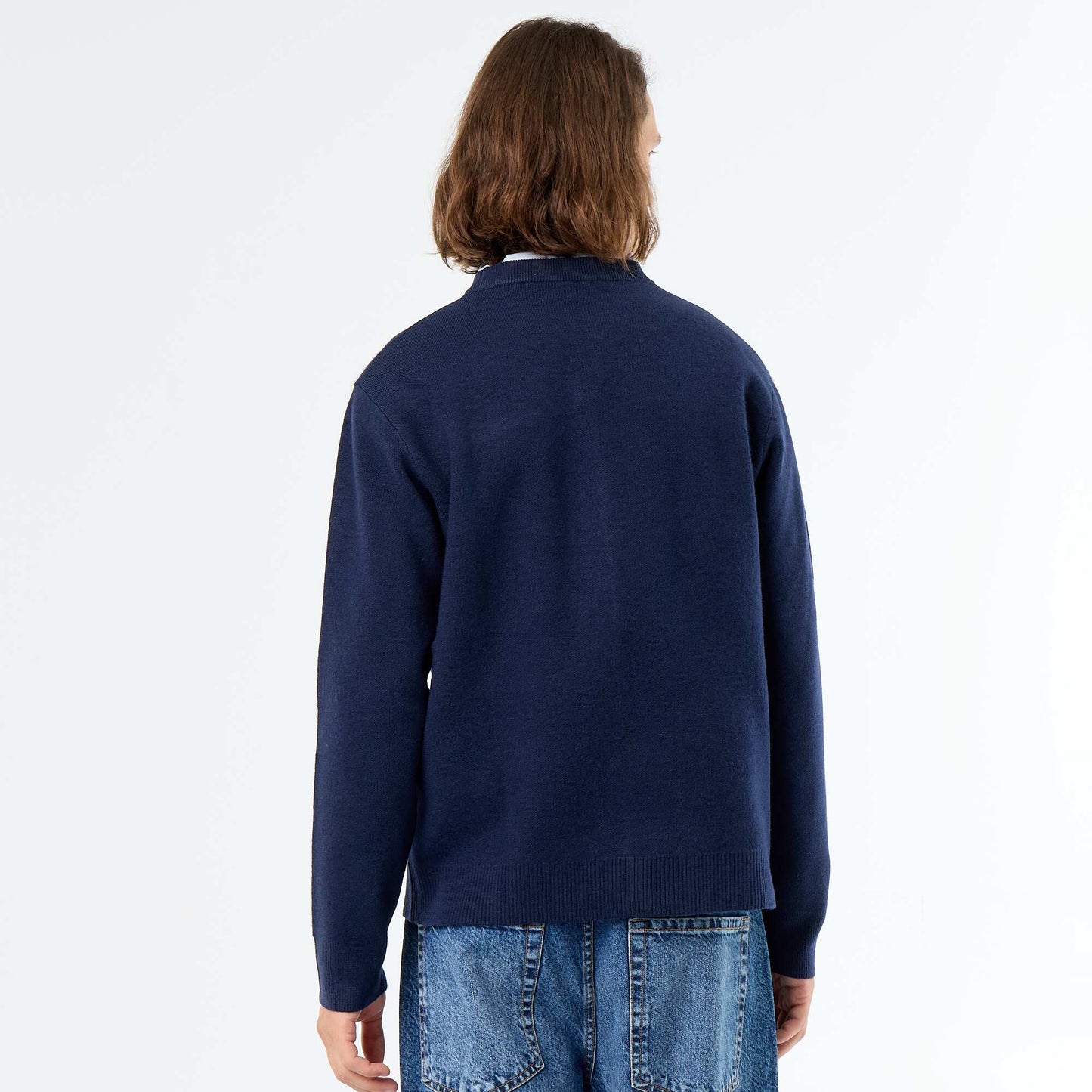 Crew neck sweater with lettering WHITE
