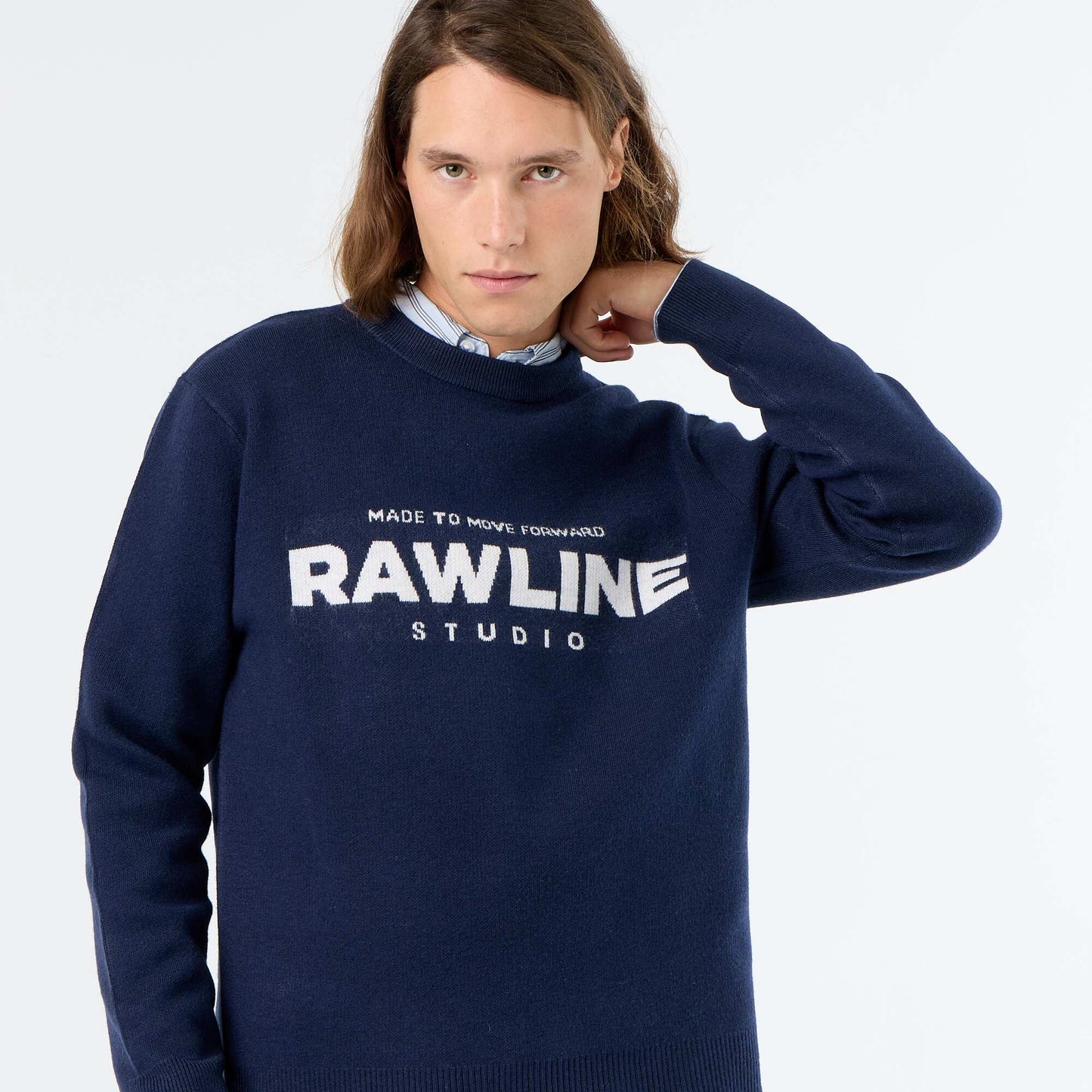 Crew neck sweater with lettering WHITE