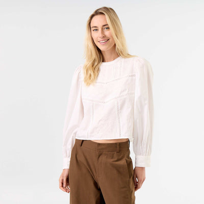Long-sleeved blouse with embroidery WHITE