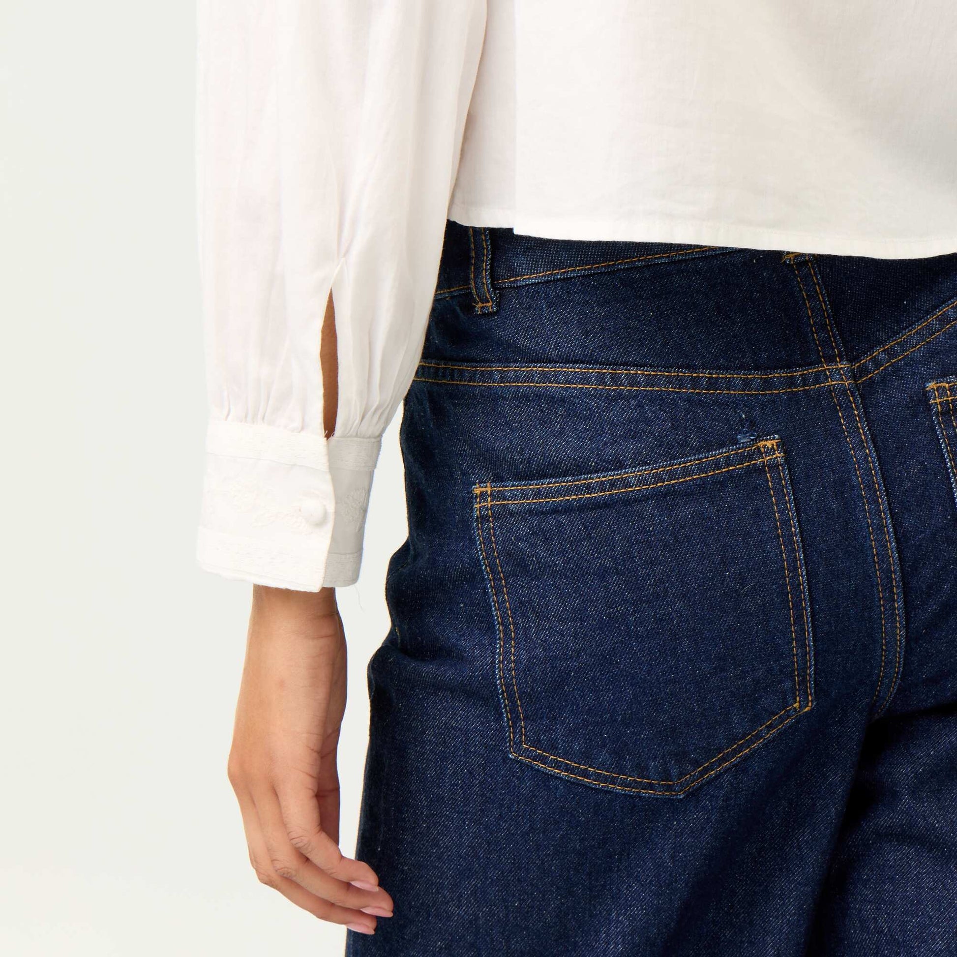 Long-sleeved blouse with embroidery WHITE
