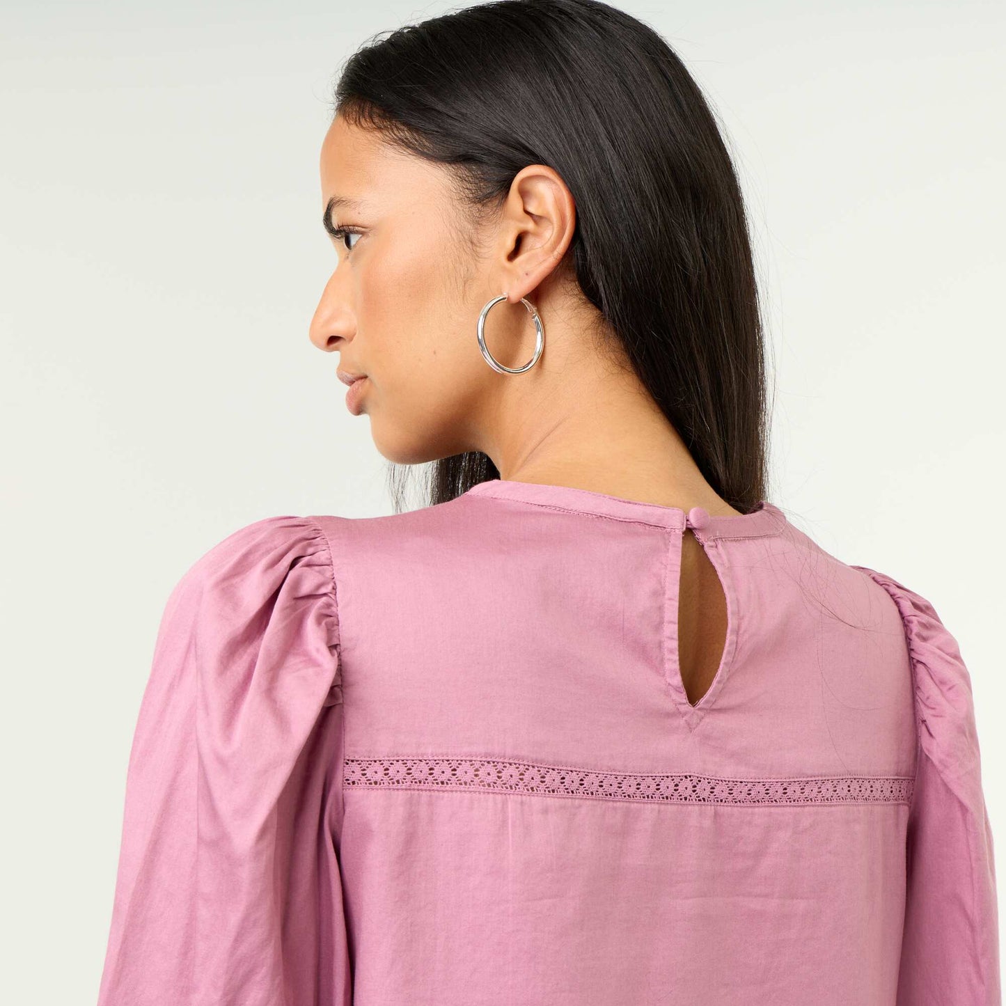 Long-sleeved blouse with embroidery PURPLE