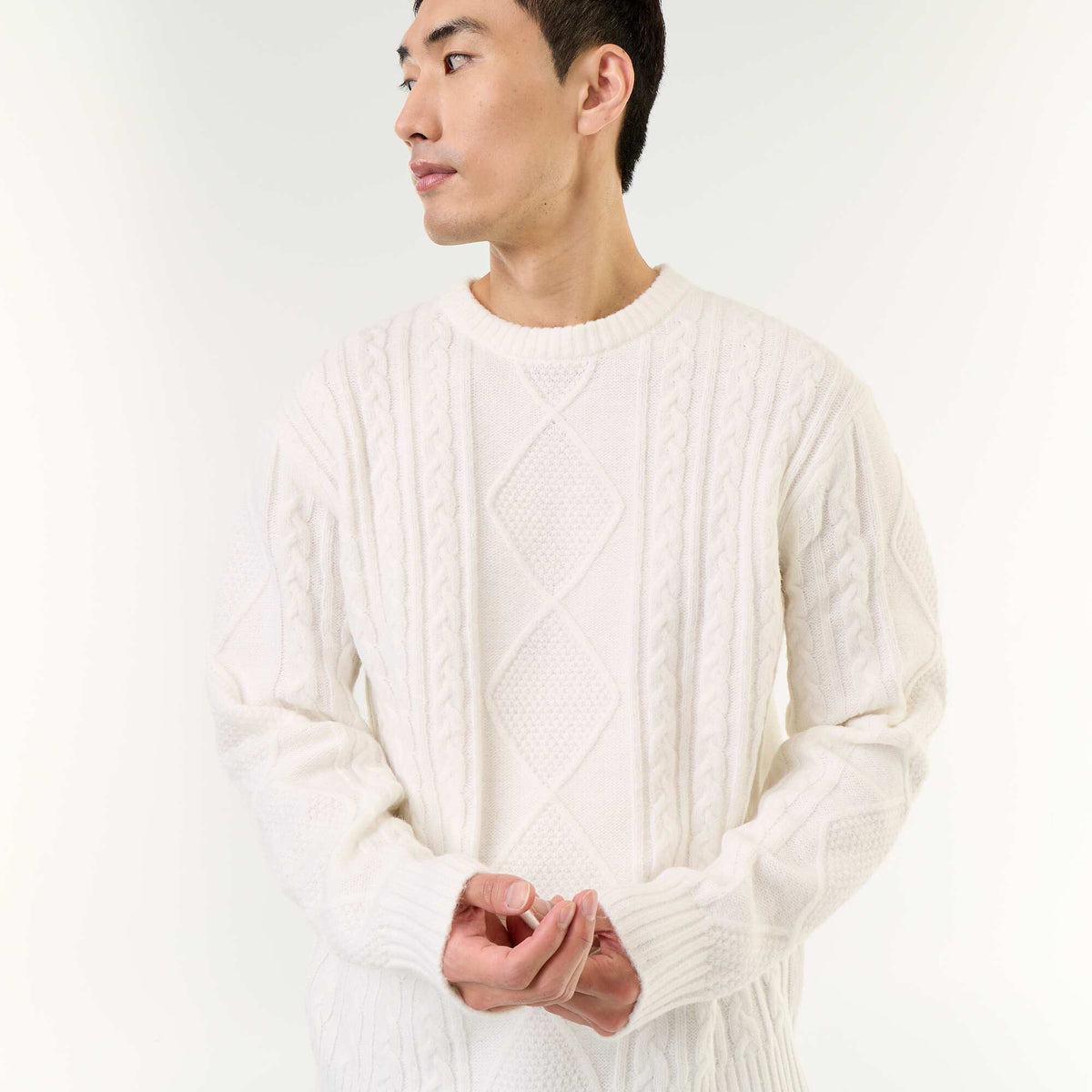 Chunky Cable Knit Sweater WHITE
