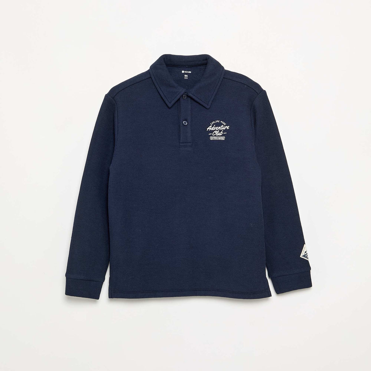 Ribbed Knit Polo Shirt BLUE