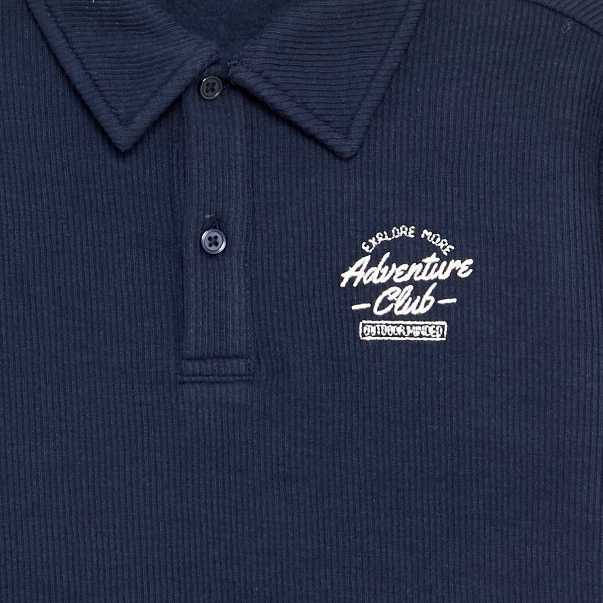 Ribbed Knit Polo Shirt BLUE