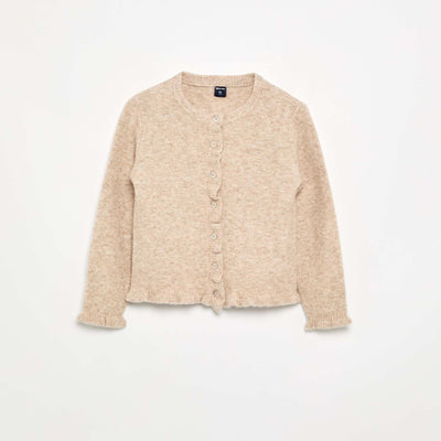 Cardigan with gathered details BEIGE