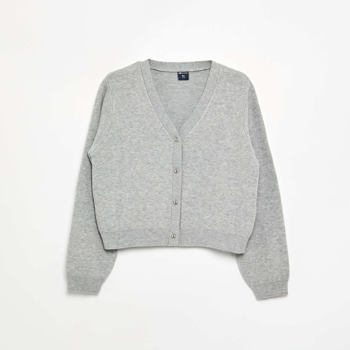 Compact knit cardigan with silver buttons LIGHT GRAY
