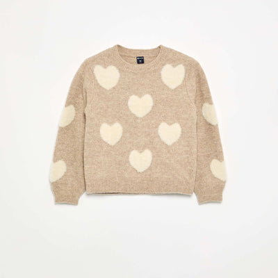 All-over animated sweater BEIGE