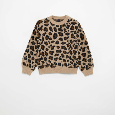 Leopard Print Sweater BEIGE