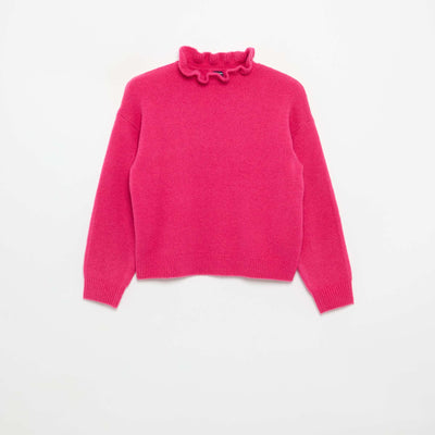 Wavy high-neck sweater PINK