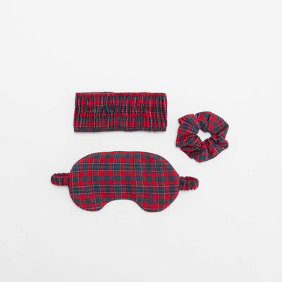 Eye mask + scrunchie + headband set RED