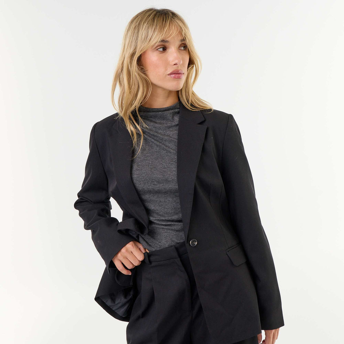 Longline Blazer Jacket BLACK