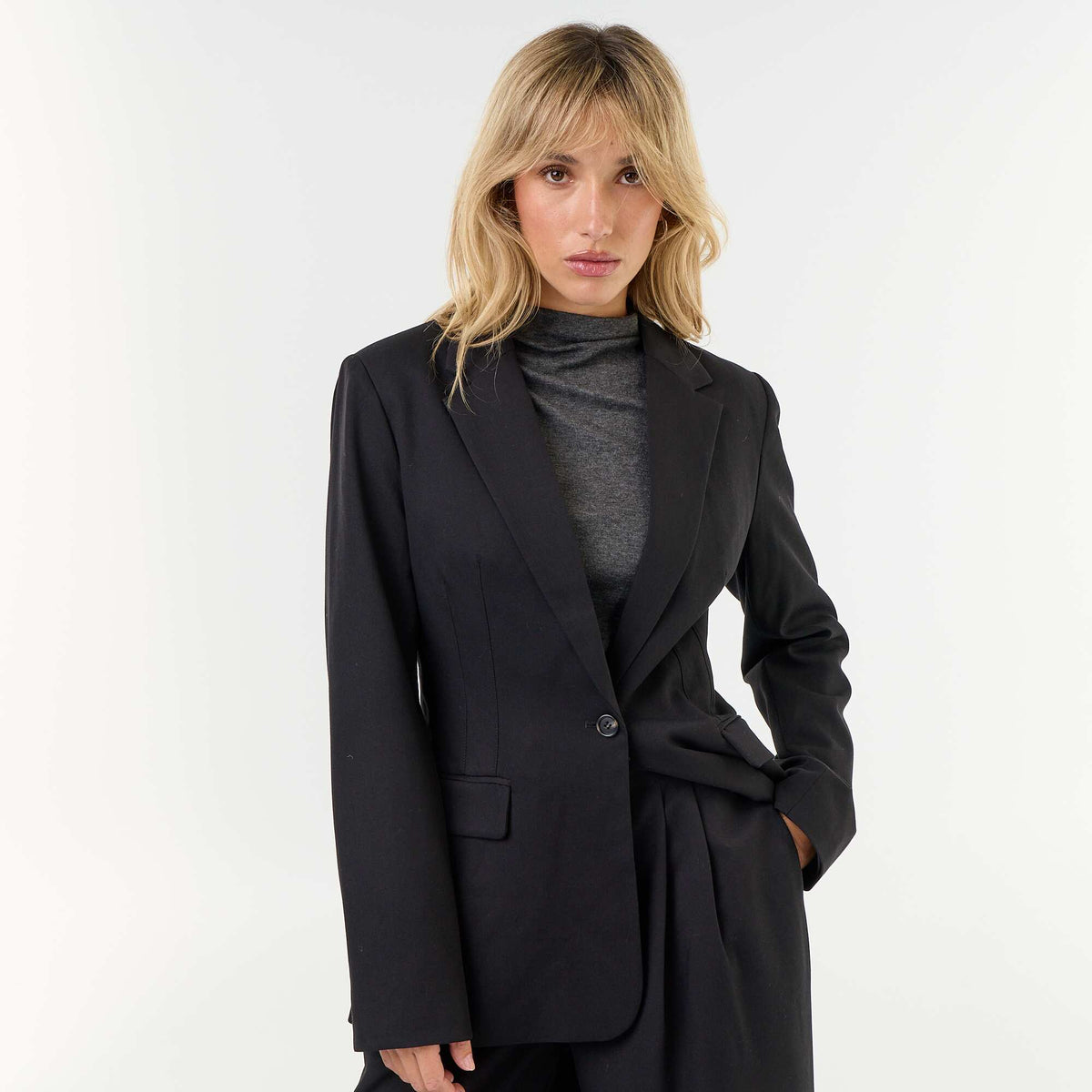 Longline Blazer Jacket BLACK