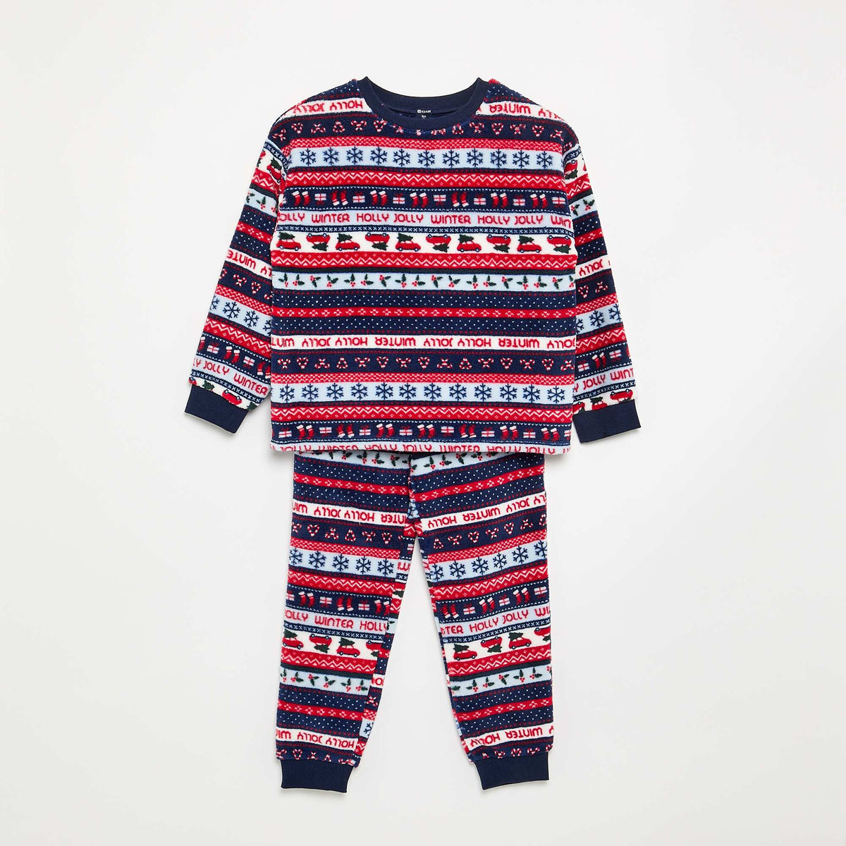 2-Piece Long Fleece Pyjamas - Sweatshirt & Trousers BLUE