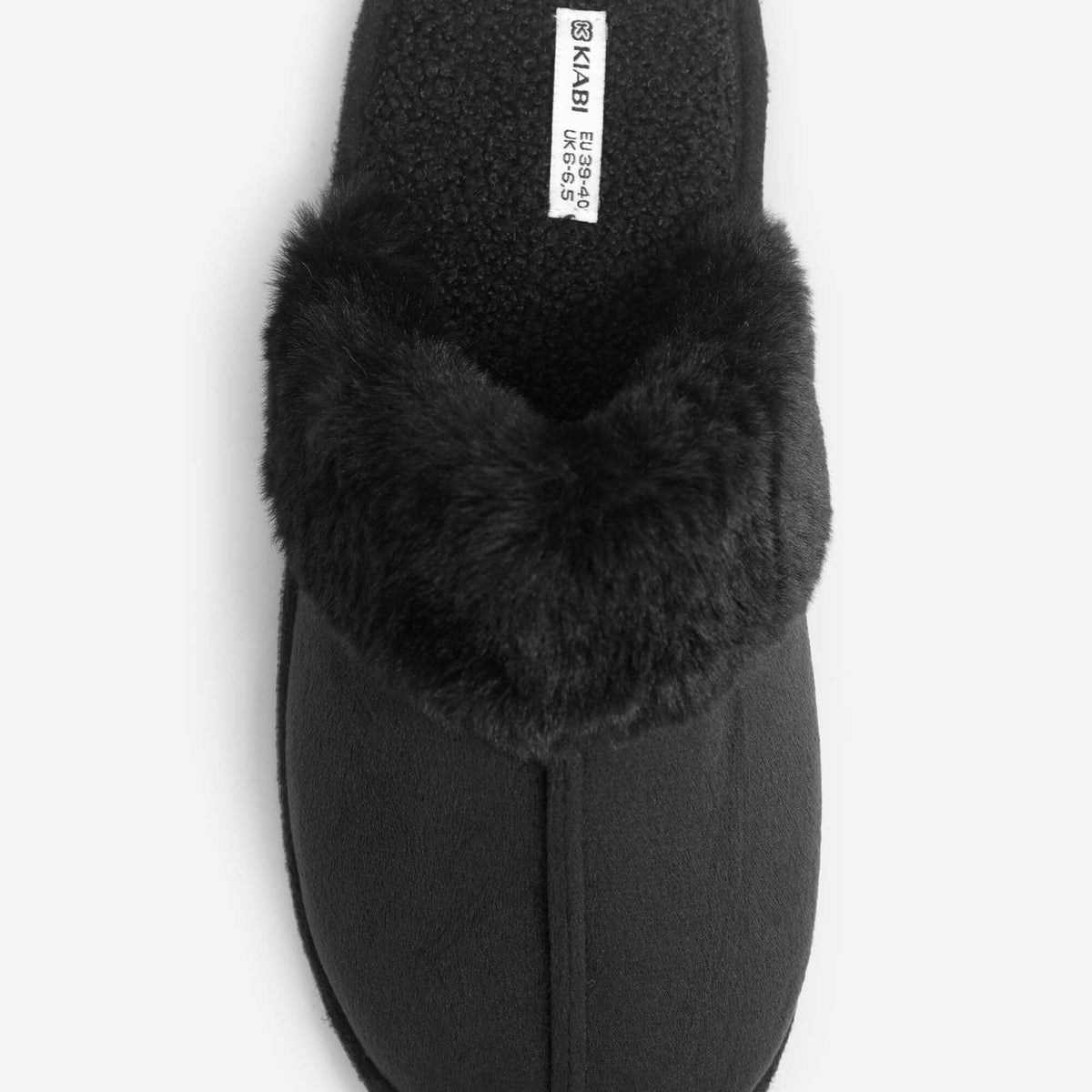 Faux Fur Lined Mules BLACK