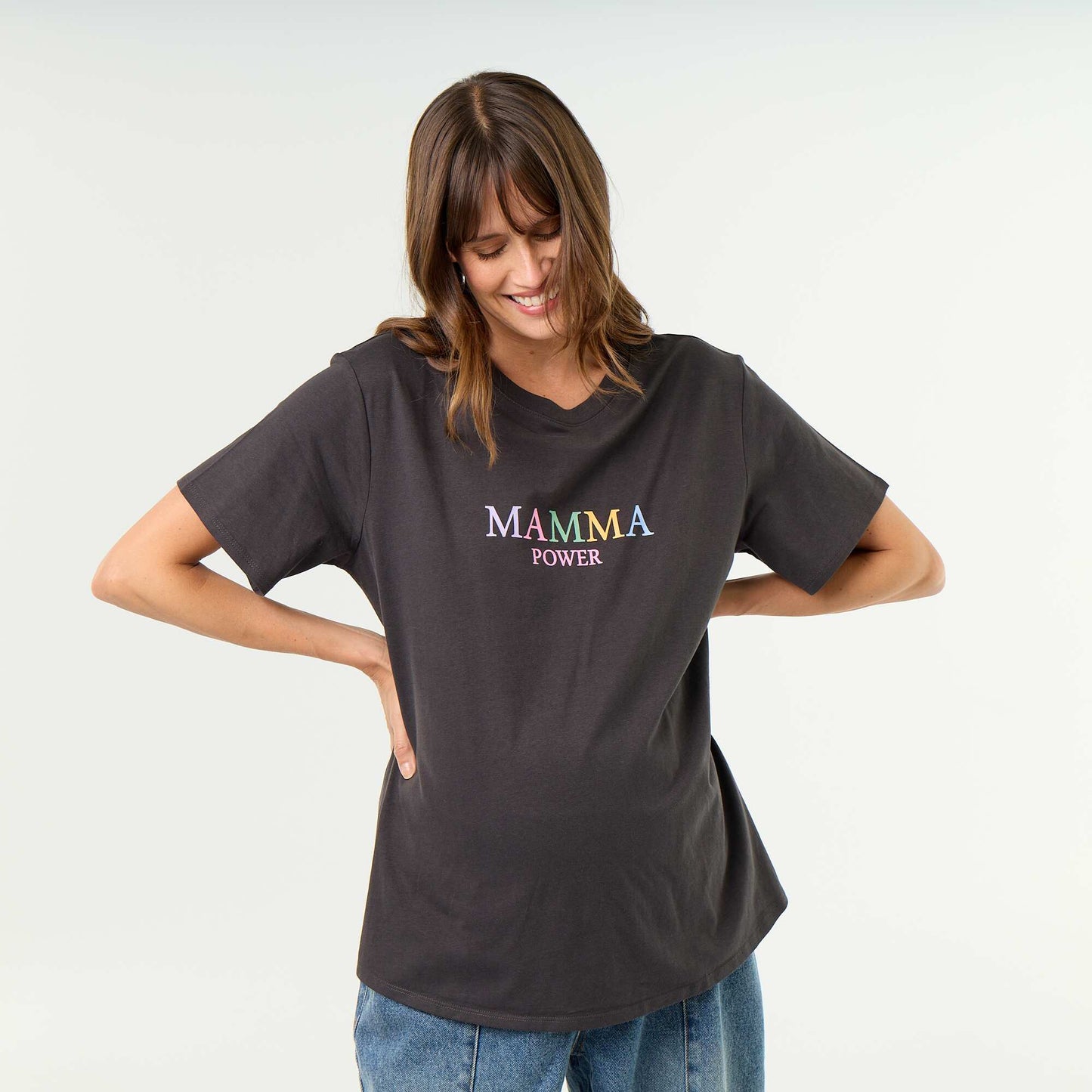 Printed maternity t-shirt GREY