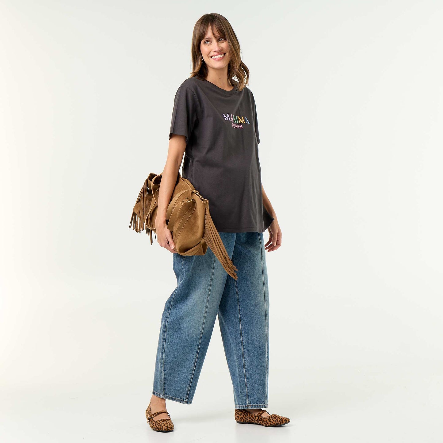 Printed maternity t-shirt GREY
