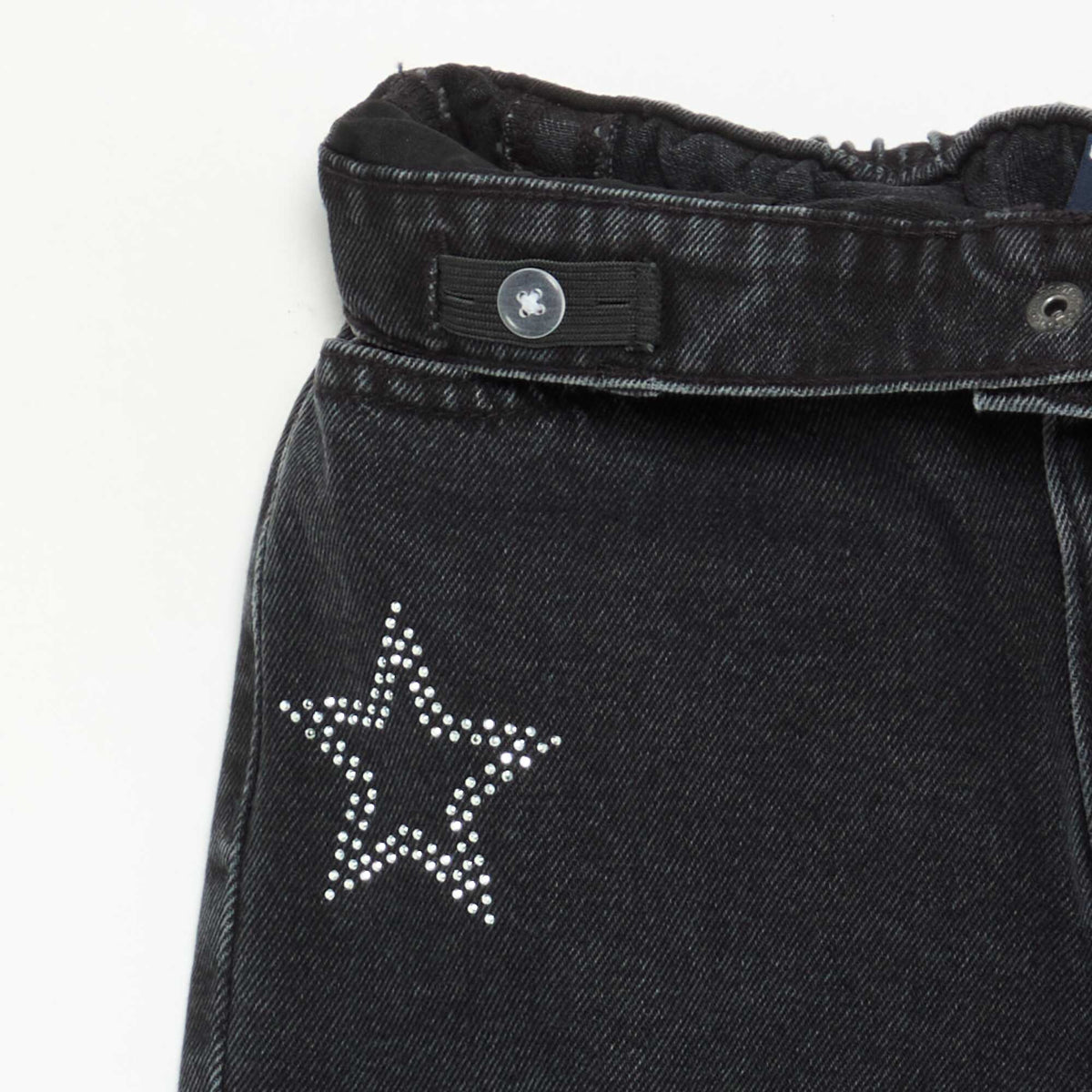 Wide-leg trousers with rhinestones BLACK