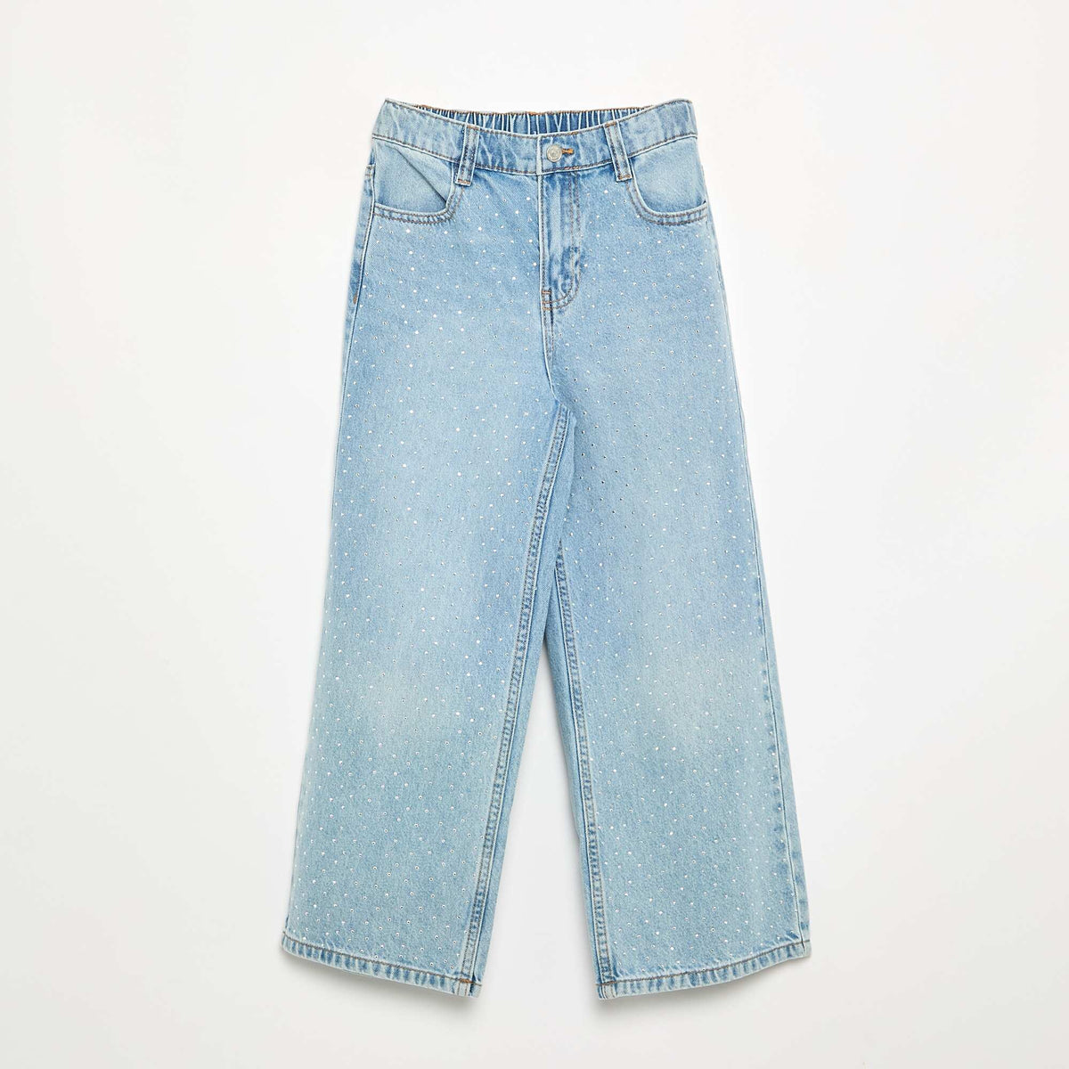 Wide-leg trousers with rhinestones BLUE