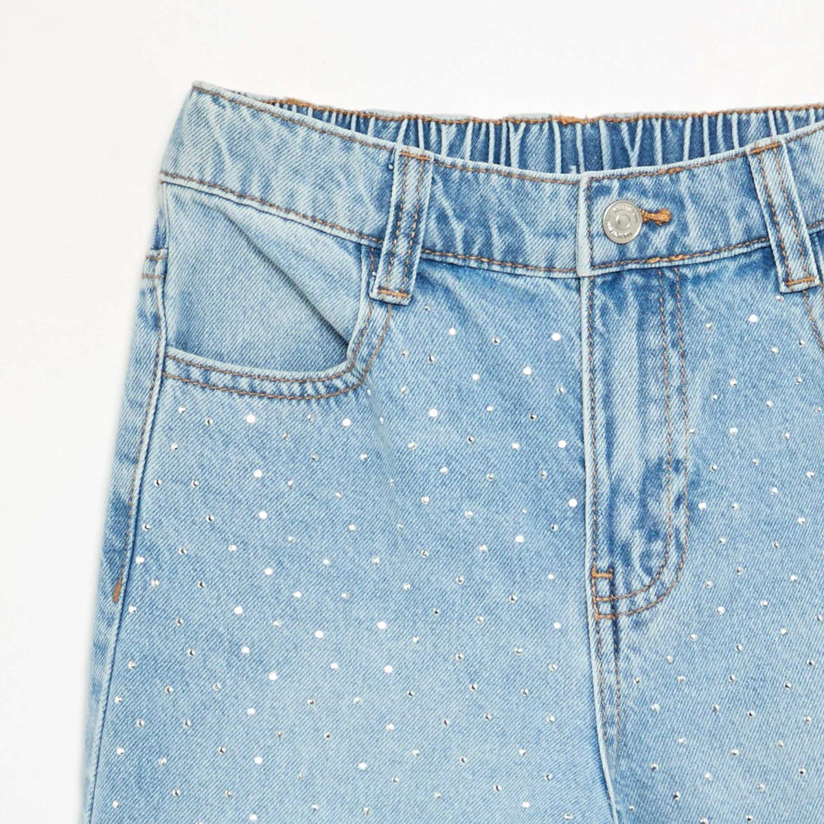Wide-leg trousers with rhinestones BLUE