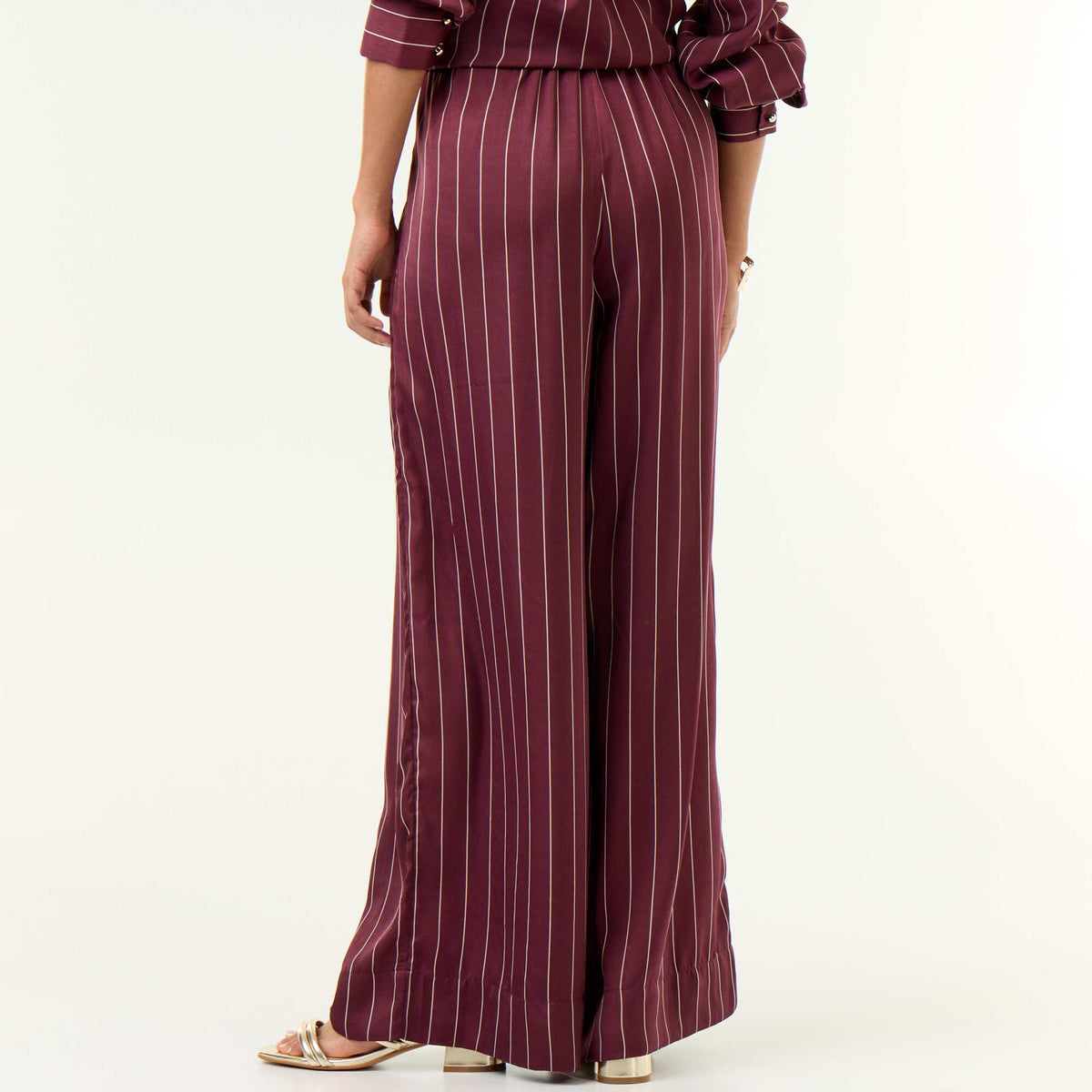 Satin-effect wide-leg trousers PURPLE