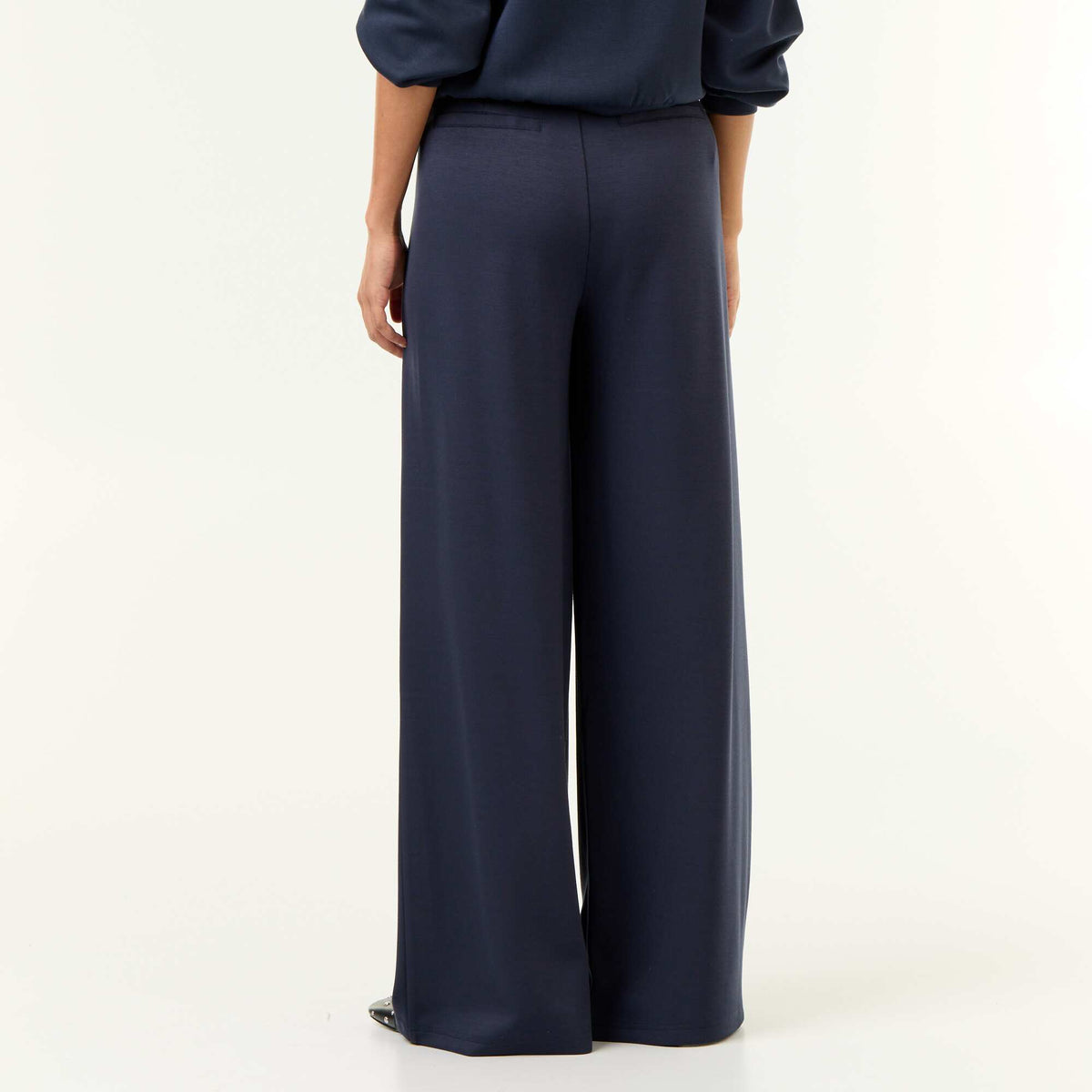 Soft-feel wide-leg trousers BLUE