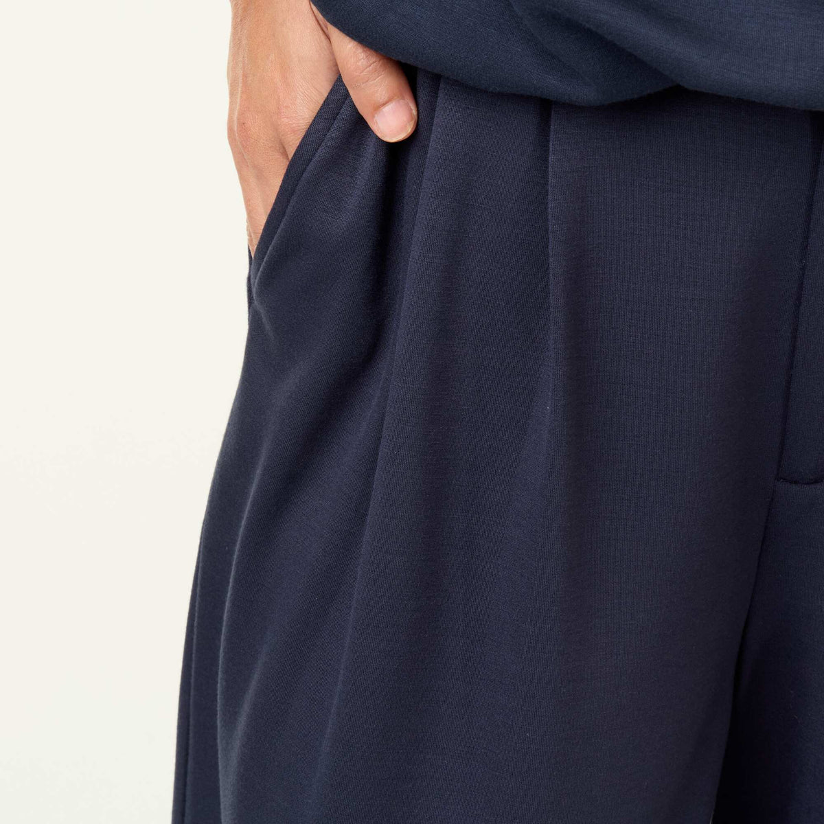 Soft-feel wide-leg trousers BLUE