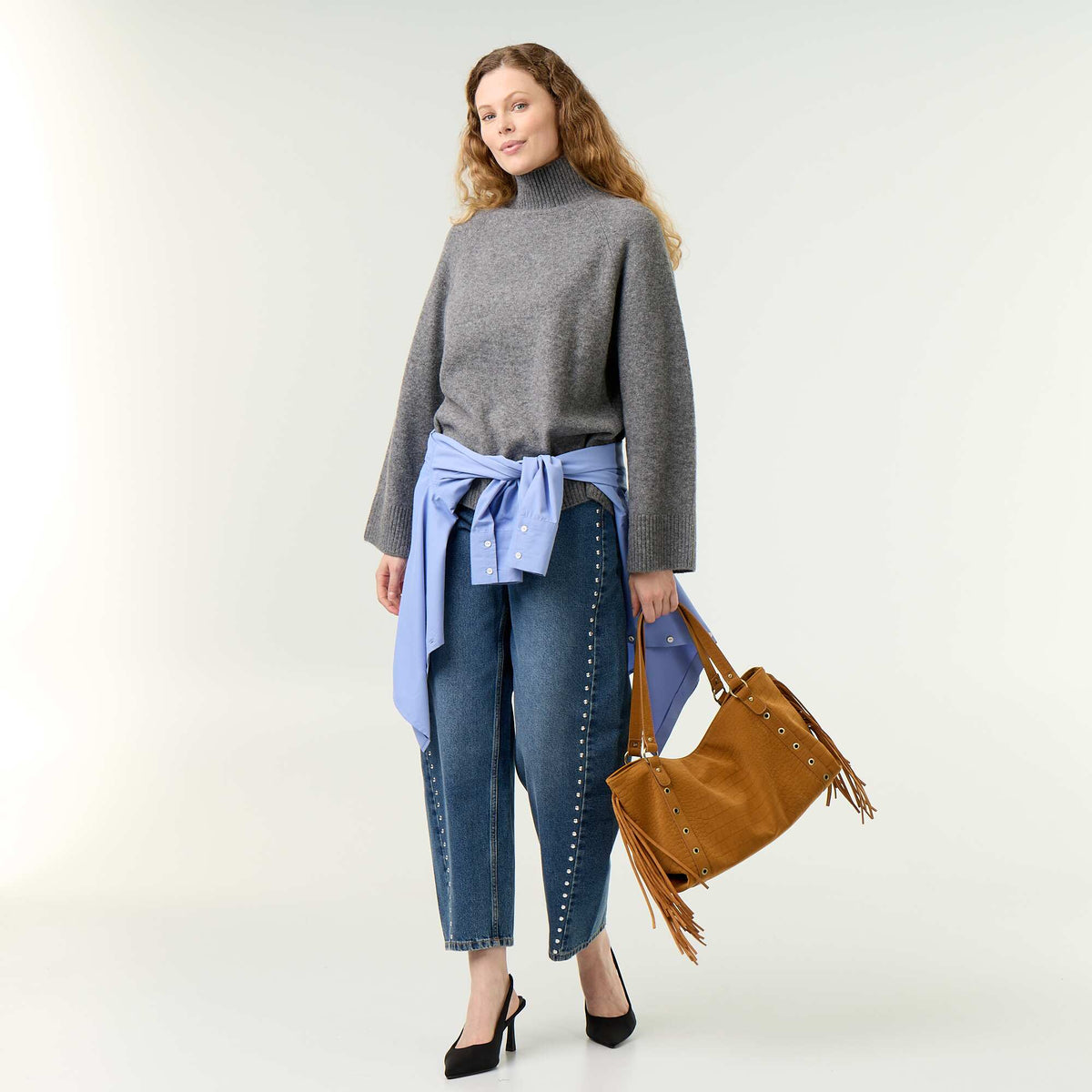Warm high-neck sweater GREY