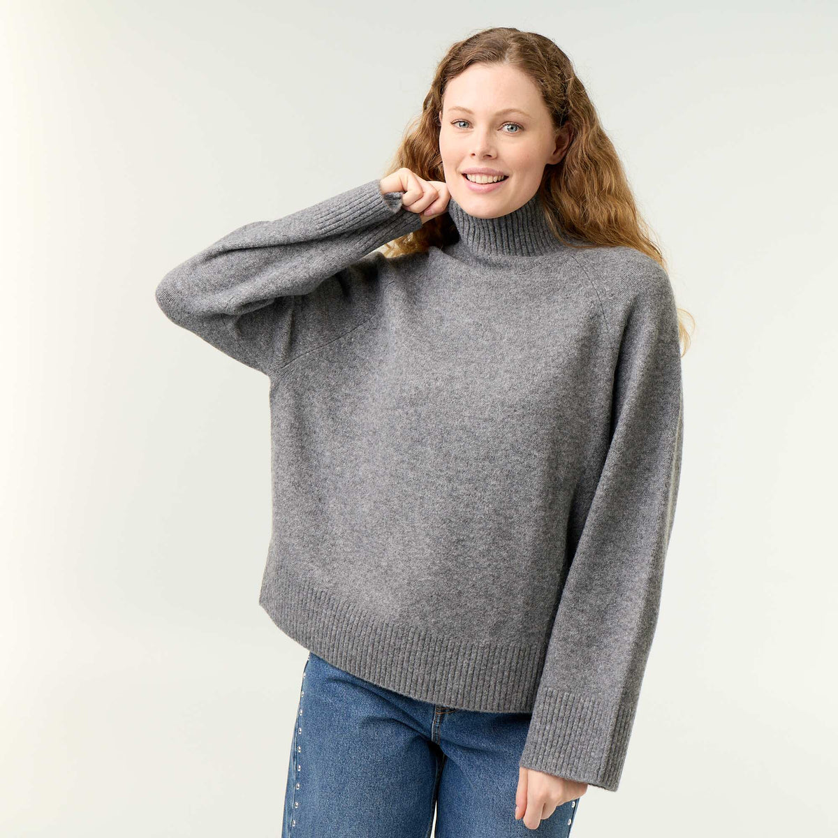 Warm high-neck sweater GREY