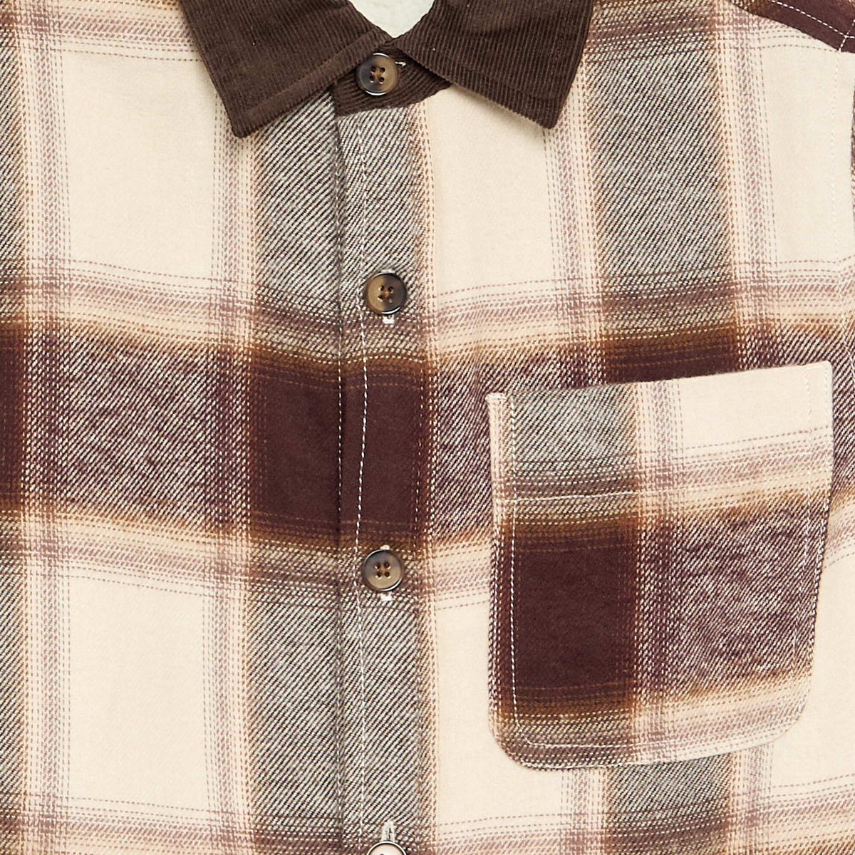 Lined Plaid Shirt BROWN
