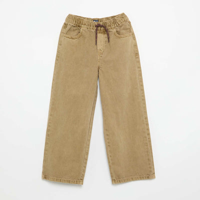 Solid Wide-Leg Trousers BEIGE