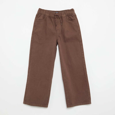 Solid Wide-Leg Trousers BROWN
