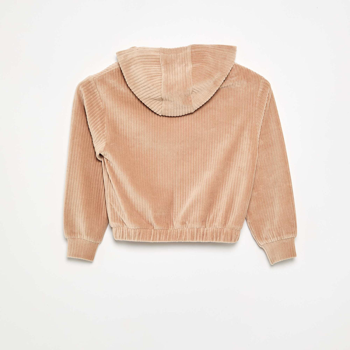 Ribbed knit hooded sweatshirt BEIGE