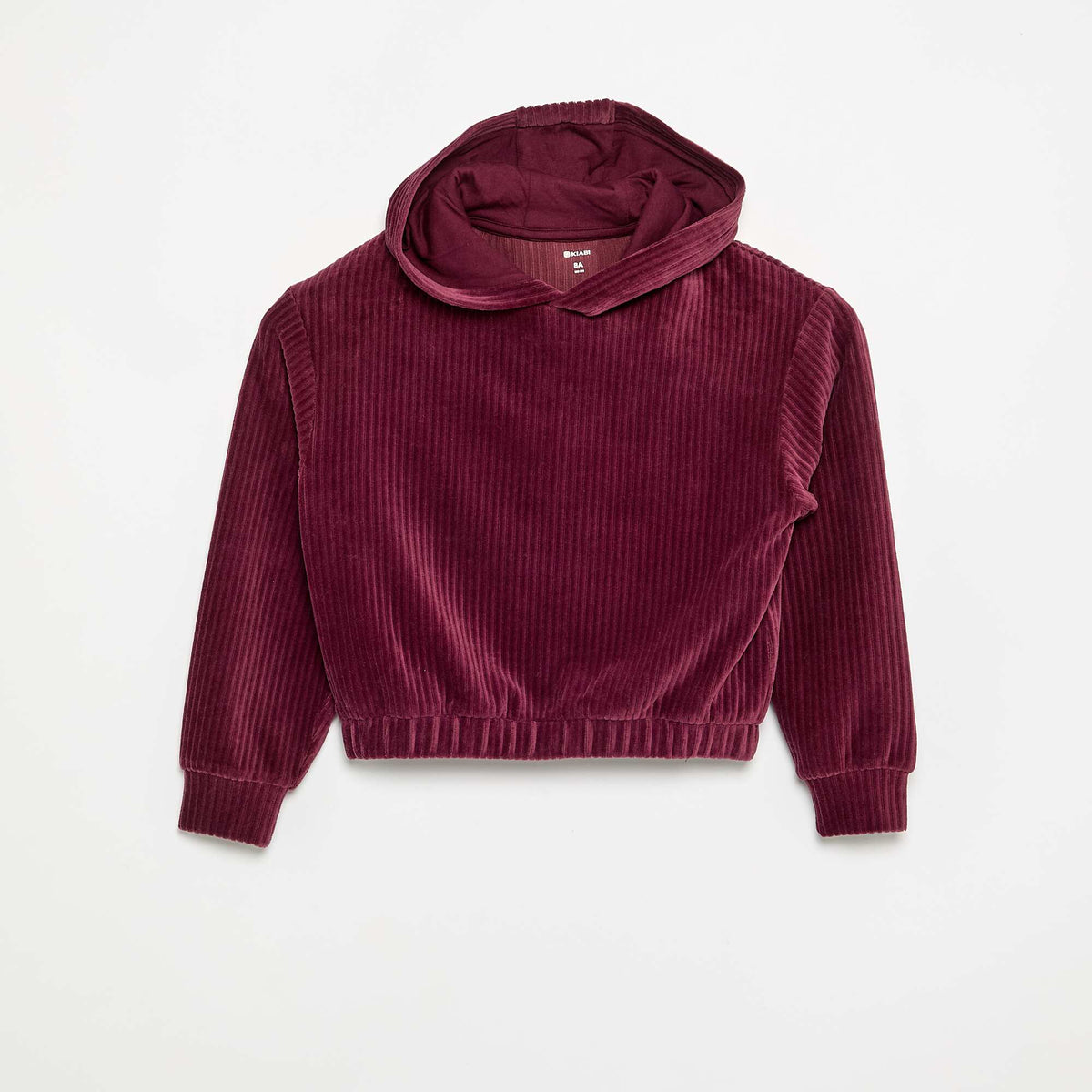 Ribbed knit hooded sweatshirt RED