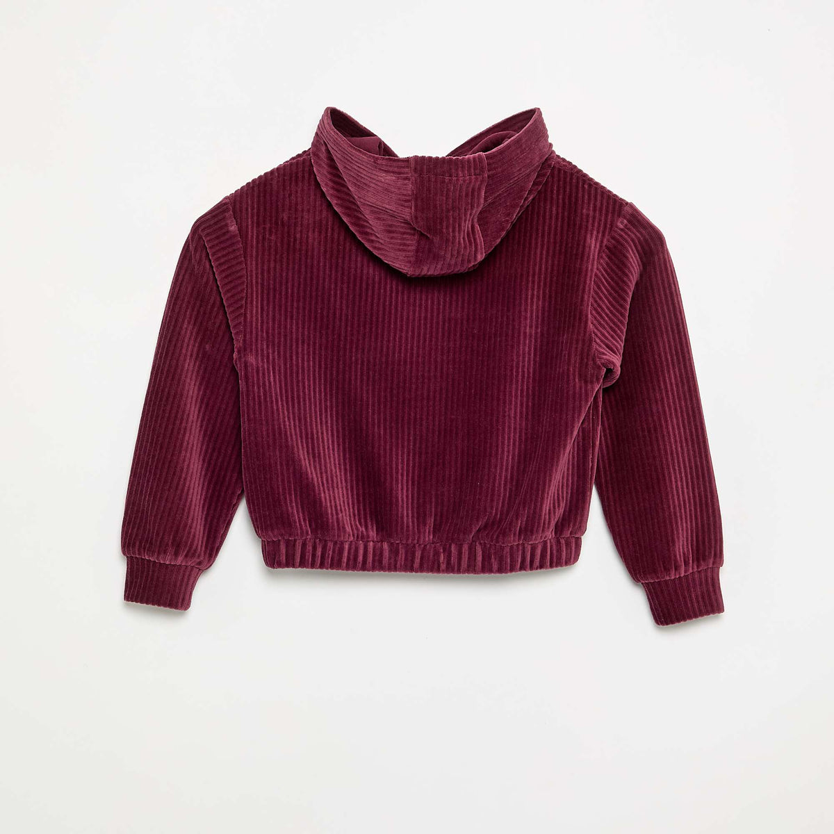 Ribbed knit hooded sweatshirt RED
