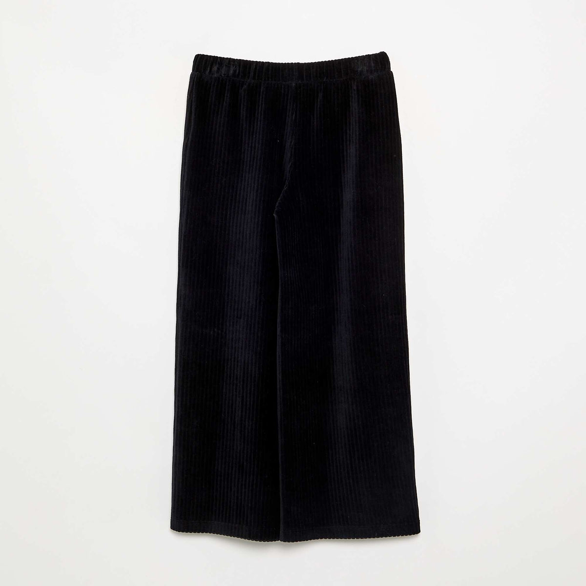 Wide-leg corduroy trousers BLACK