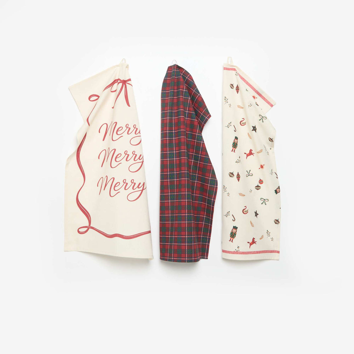 Set of 3 Printed Tea Towels - KIABI Home ECRU