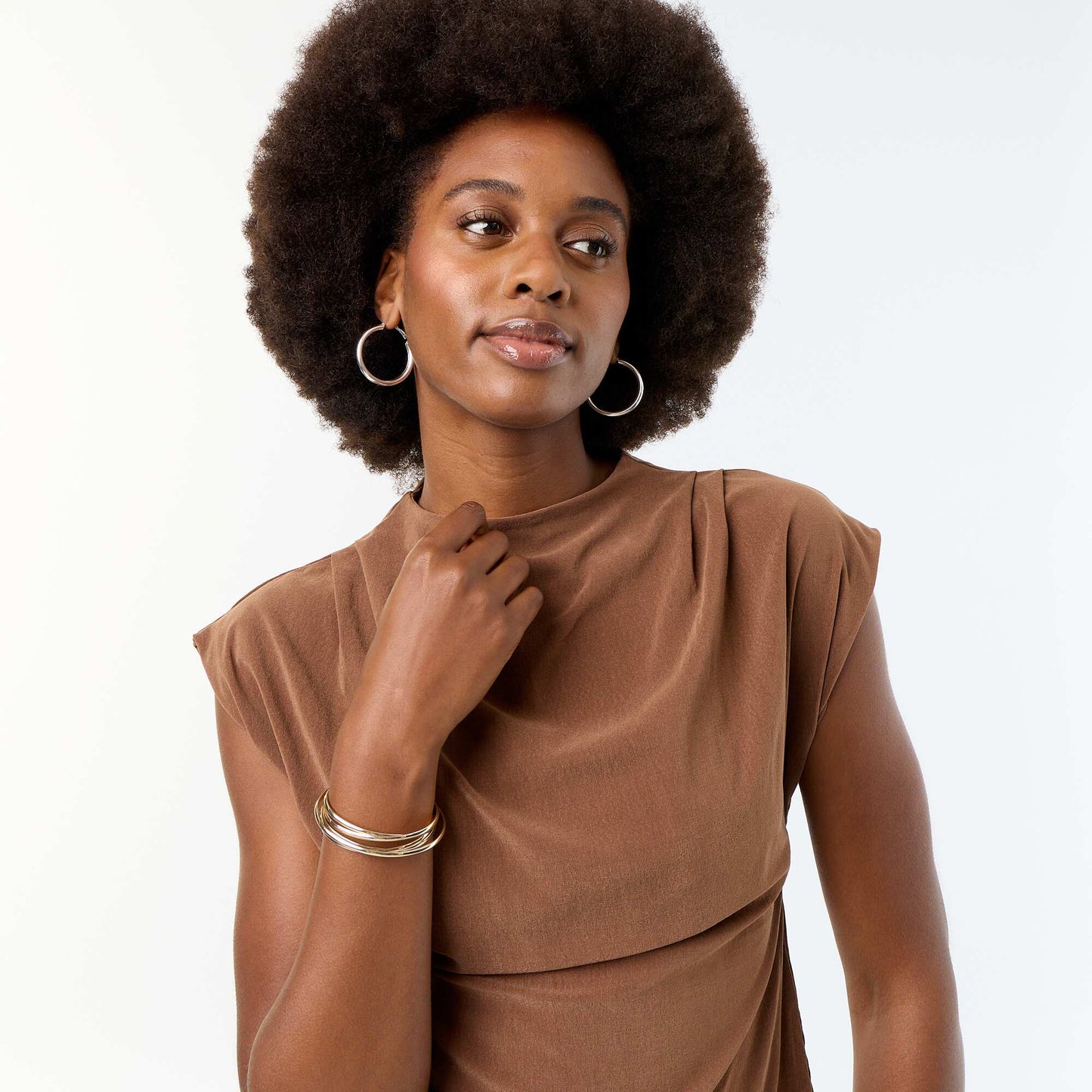 Asymmetric Sleeveless Top BROWN