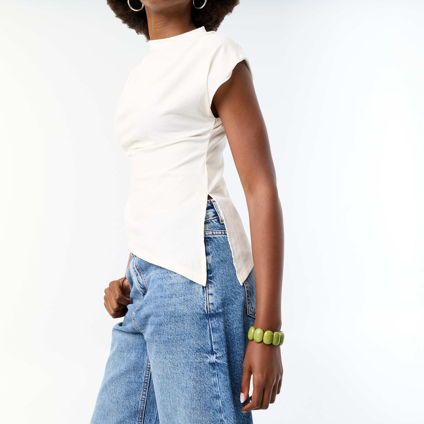 Asymmetric Sleeveless Top WHITE