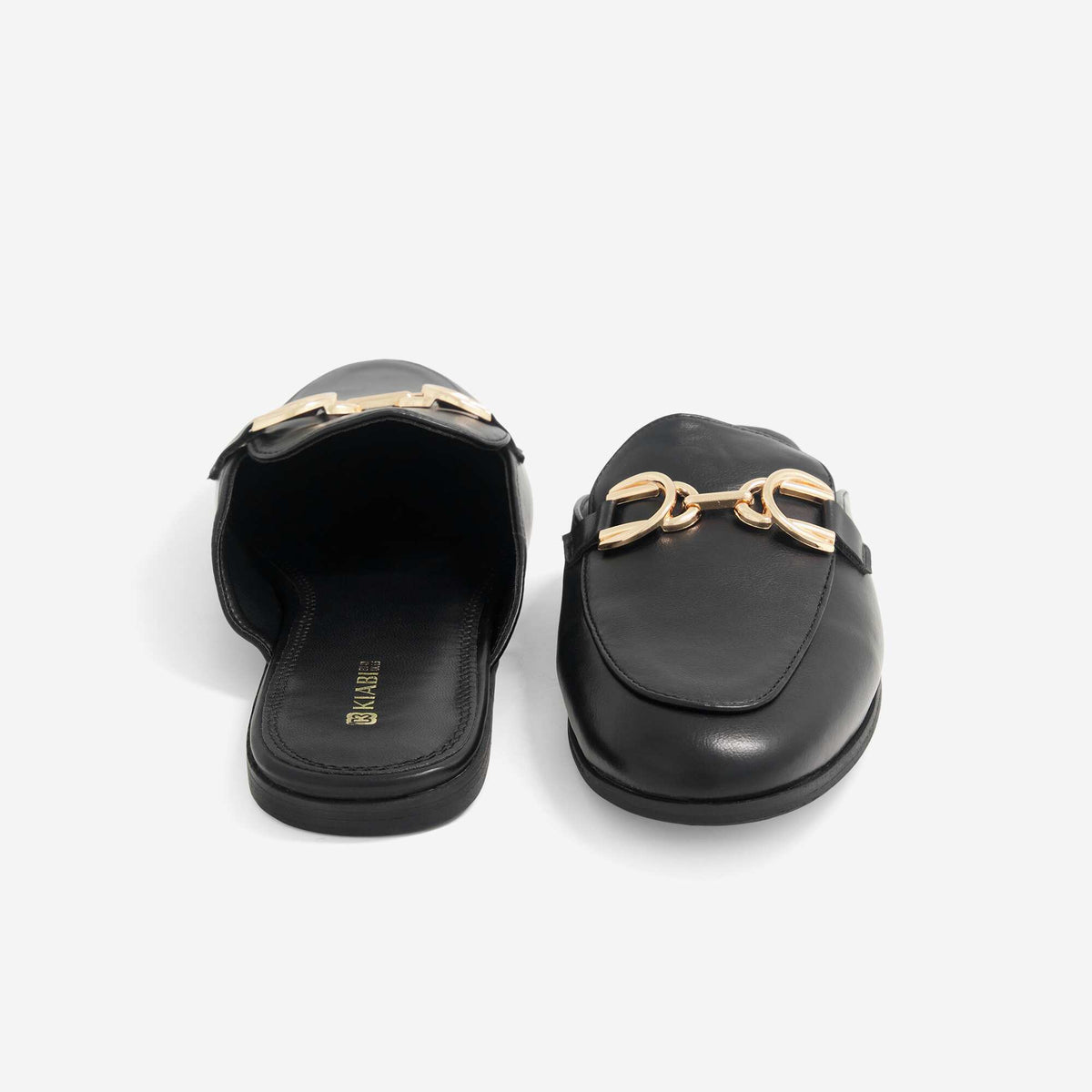 Moccasin-style mule slippers BLACK