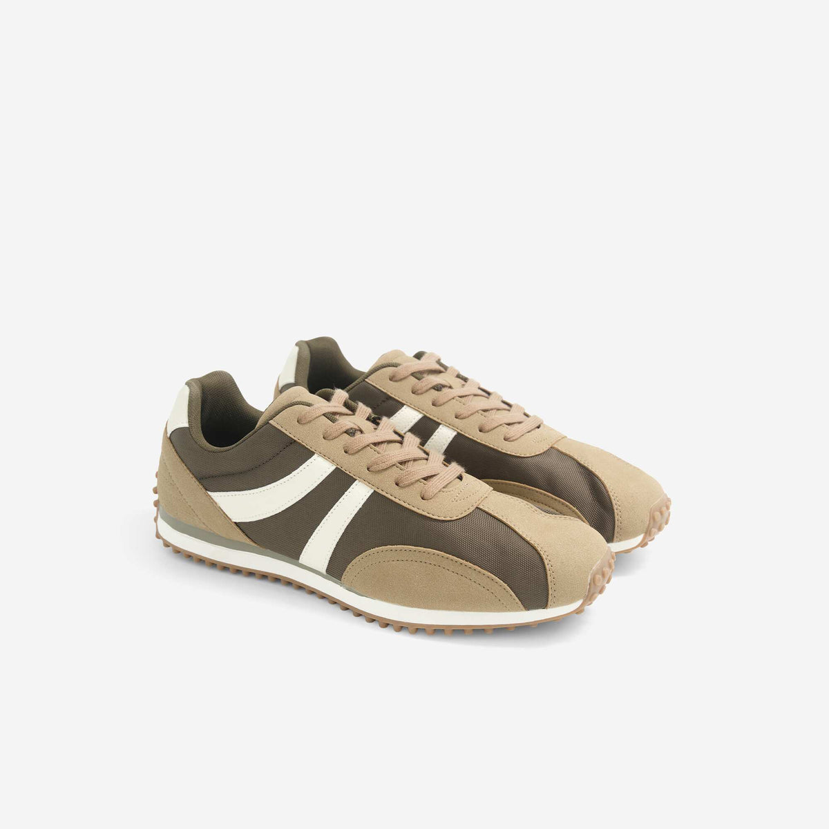 Two-Tone Lace-Up Sneakers KHAKI