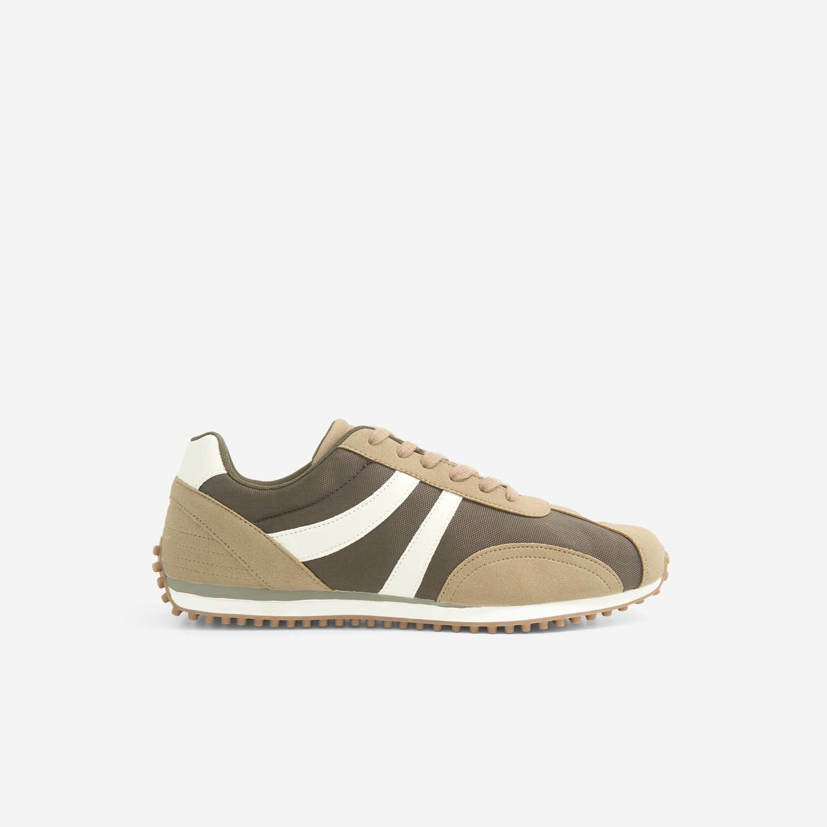 Two-Tone Lace-Up Sneakers KHAKI