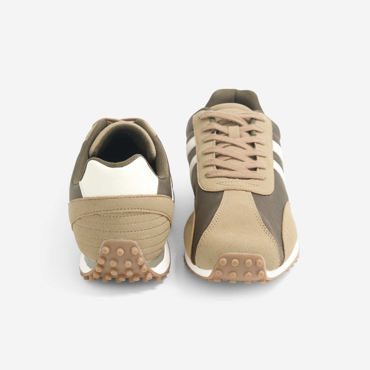 Two-Tone Lace-Up Sneakers KHAKI