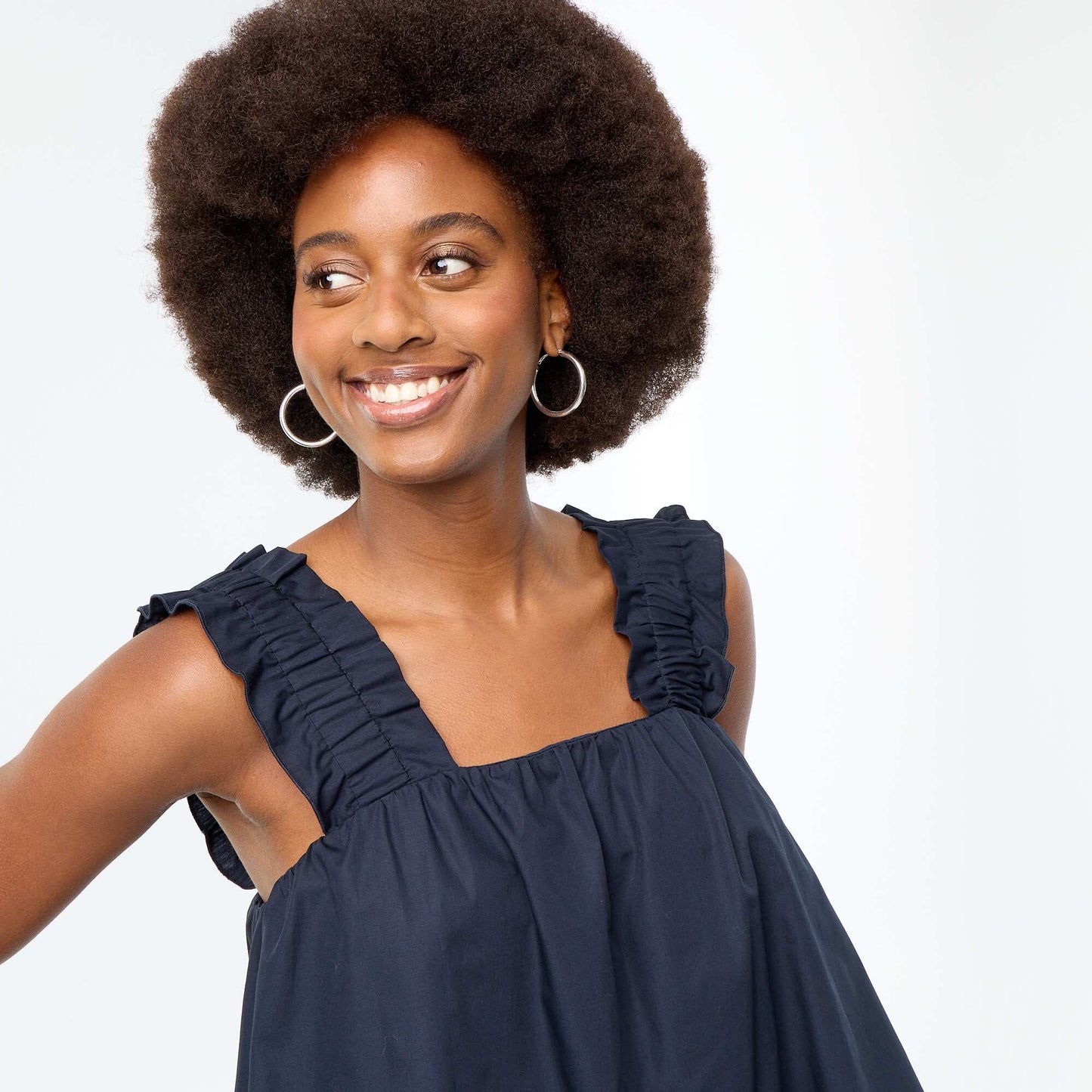 Sleeveless Top with Ruffled Straps BLUE