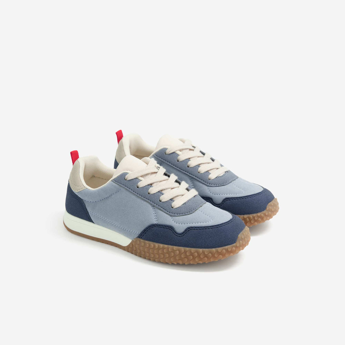 Contrast Low-Top Lace-Up Sneakers BLUE