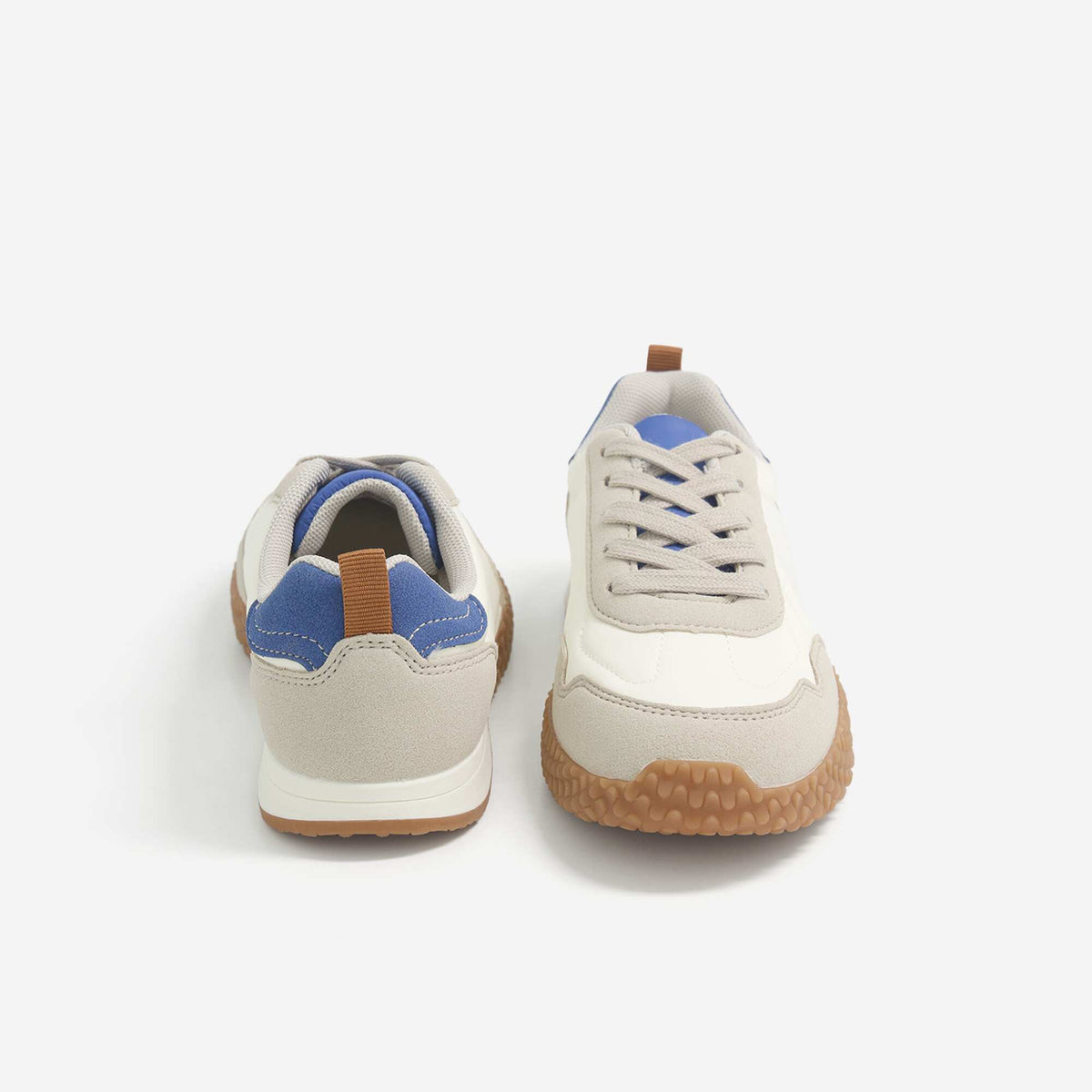 Contrast Low-Top Lace-Up Sneakers BEIGE